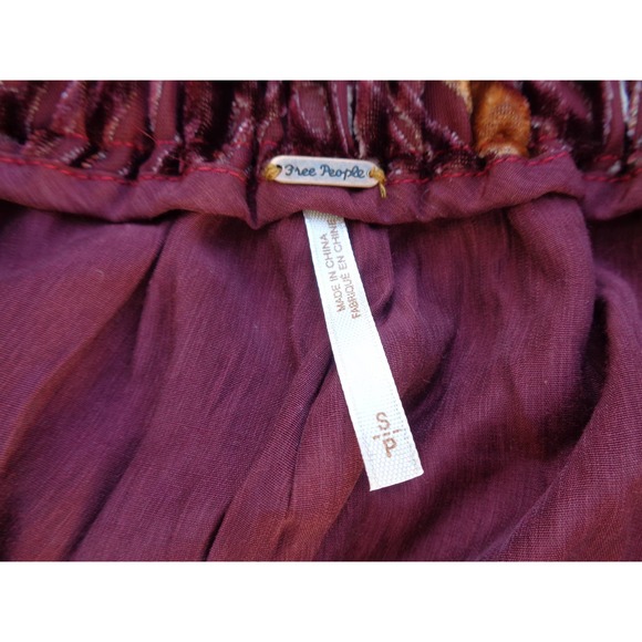 Free People Velvet Abstract Burgundy Orange Pants. S - Picture 5 of 8